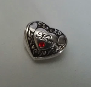 Individuality Genuine Sterling Silver Heart Bead for "MOM" - Picture 1 of 3