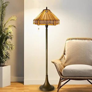 Hexagonal Stained Glass Tiffany Style Floor Lamp Bedroom Home Living Bed Room - Picture 1 of 9