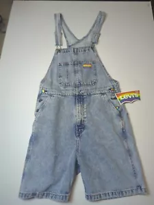 Levi's Strauss Adult Jean Overall Shorts Sz S Denim Pride Rainbow Flag LGBTQ Bib - Picture 1 of 15