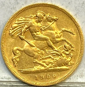 AUSTRALIA 1900 MELBOURNE RARE GOLD HALF SOVEREIGN LOW MINT KEY DATE HIGH GRADE - Bild 1 von 2