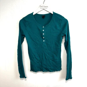 Thermal Long Sleeve Blue Ribbed Shirt Henley Casual Pullover Top Girls Art Class - Picture 1 of 6