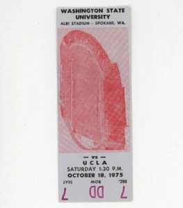 Boleto Boleto 18 Octubre 1975 WSU Cougars VS UCLA Spokane Fútbol Universitario - Imagen 1 de 2