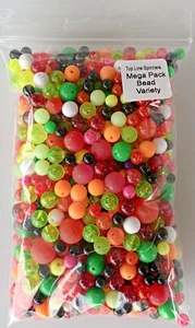 Variety Pack of Round Beads/4" x 6" size bag/Random Variety of 4mm-12mm Beads - Picture 1 of 1