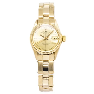 Rolex Datejust 6531 18K Yellow Gold Oyster Zephyr Dial Auto Ladies Watch 25mm - Picture 1 of 6