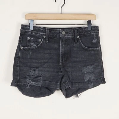 Pantalones Cortos Lovers + Friends Denim Boyfriend Dylan Powerline Negros Envejecidos Talla 27 Foto 1 de 4