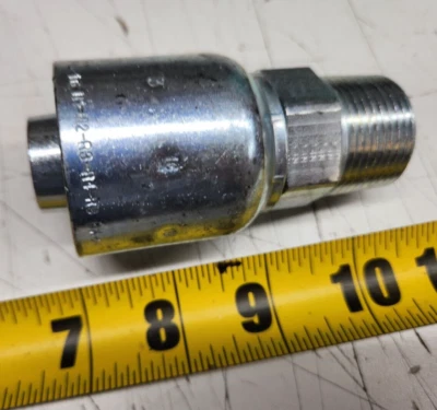 Parker 10143-16-16 1" Straight Crimp Style Hydraulic Hose Fitting 43 Series NeW - Image 1 of 3