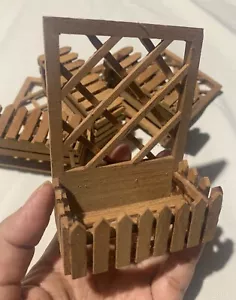 4 Handmade Mini Wooden Trellis Planter Rustic Small Flower Box Dollhouse Garden - Picture 1 of 7