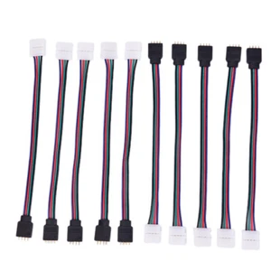 10PCS 10mm 4 Pin Male Female PCB Connector Cable For RGB 5050 3528 LED Stri-q HF - Picture 1 of 9