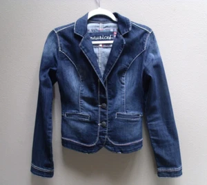 Maurices Blue Denim Jean Jacket Short Fitted Blazer Sz Small - Picture 1 of 7