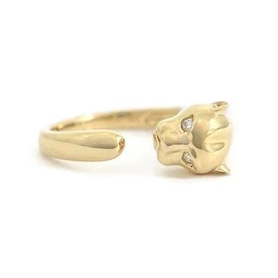 Diamond Eye Panther Open Wrap Statement Ring 14K Yellow Gold .02 CTW - Image 1 of 4