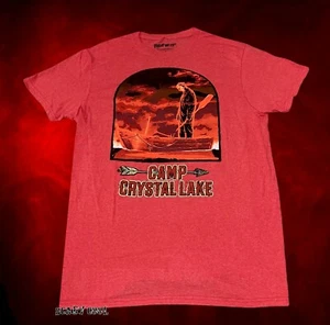 New Friday the 13th Camp Crystal Lake Red 1980 Horror Mens Vintage T-Shirt - Picture 1 of 2