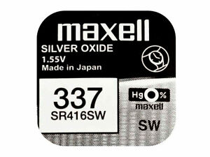 Maxell 337 Pile Batterie Horloge Mercury Gratuit Argent Oxide SR416SW Japon