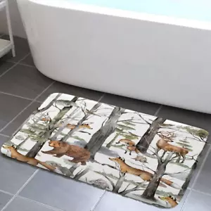 Rustic Forest Lodge Cabin Bath Rugs for Bathroom Farmhouse Tree Country Hunting - Picture 1 of 12