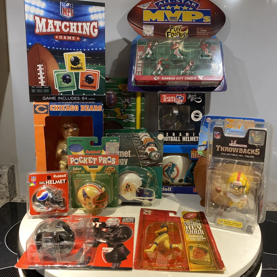 Colección completa de (14) microcascos de la NFL 1995 Riddell y artículos de la NFL nuevos Foto 1 de 4