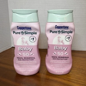 2pk Coppertone Pure & Simple Baby Mineral Sunscreen SPF 50 Lotion 6 Fl Oz - Picture 1 of 3