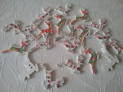 Knöpfe, " BAMBI " , K 182, 20 Stück, Holz weiss mit mehrfarbigen Druck - Bild 1 von 4