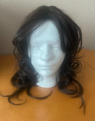 6.3"x6.3" Dark chocolate Brown Synthetic Hair Wavy Topper for Women Clip in 18" - Image 1 of 4