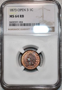 NGC MS-64 RB 1873 O3 Indian Head Cent, Attractively Toned, Red-Brown specimen! - Picture 1 of 2