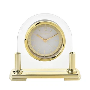 Gold Coloured Glass Mantel Clock, 15x5x15 cm, Modern Plastic & Glass Design - Picture 1 of 3