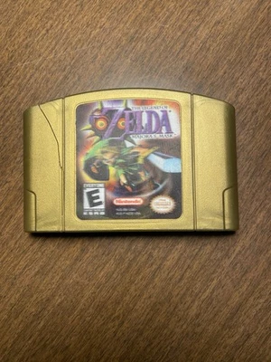 Legend of Zelda Majora’s Mask Nintendo 64 Cartucho Dorado Holográfico Usado Foto 1 de 3