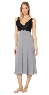 Vestido Natori Obsession Camisón Chemise Borde de Encaje Talla XS Negro Gris Foto 1 de 4