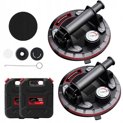 2x 8Saugheber 300KG Vakuumheber Saug Hebefenster Glassauger mit Koffer Schwarz - Bild 1 von 4