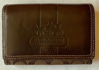 Cartera de colección Coach Legacy MARRÓN de cuero plegable monedero tarjetas de crédito + Foto 1 de 4