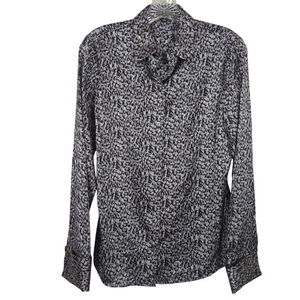 Ann Taylor Womens Blouse Sz 4 Button-Up silk Career Long Sleeve Abstract Print - Picture 1 of 11