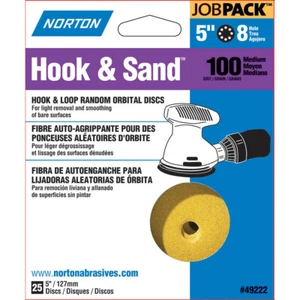 Norton 49222 Disco abrasivo Hook & Sand 5 pollici x 8 fori, grana P100 - 5 confezioni da 25 - Foto 1 di 2