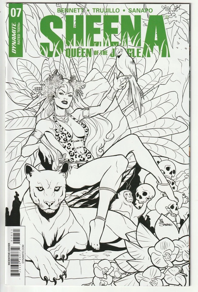 2018 SHEENA Queen of the Jungle #7 NM Dynamite Comics Maria Sanapo B&W Variant - Image 1 of 1
