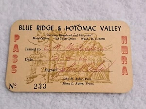 Blue Ridge & Potomac Valley Railroad Train Ticket - Policies On The Back - Picture 1 of 2