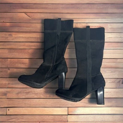 Hush Puppies Suede Boots Kneel High Tall Zip Winter Women's Size 5 - Image 1 of 4