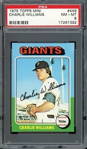 1975 Topps Mini Baseball #449 Charlie Williams PSA 8 - Picture 1 of 2