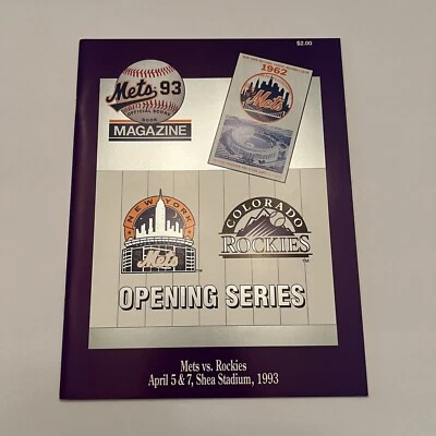 1993 NY Mets vs Colorado Rockies Opening Series Program Shea Stadium - Image 1 of 4