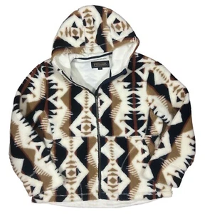 PENDLETON Palisade-Shaped Fleece Hoodie in Navy Los Lunas Size Large - Picture 1 of 6