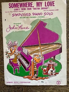 Somewhere, My Love Simplified Piano Solo Dr. Zhivago Sheet Music - Picture 1 of 2
