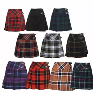 New Ladies Scottish Mini Billie Kilt Mod Skirt Range of Tartans Sizes 6-18 BNWT - Picture 1 of 11