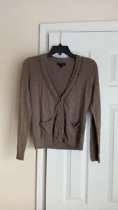 banana republic Juniors Small Brown Sweater front pockets S long sleeve button - Picture 1 of 16