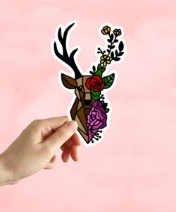 Deer Buck Sticker Water Bottle Laptop Car Phone Sticker Decal Hunting Animal - Picture 1 of 4