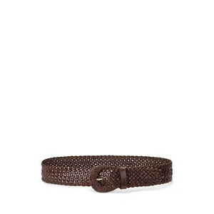 Ralph Lauren Womens Crescent-Buckle Woven Leather Wide Belt Dark Maple XL - Picture 1 of 1
