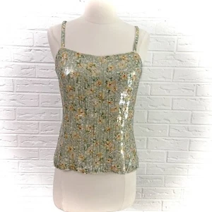 NWT Ralph Lauren Purple Label Aqua Yellow Silk Abstract Camisole Sequin Tank 6 - Picture 1 of 8