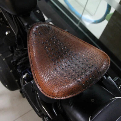 Motorcycle Alligator Large Solo Seat For Harley Softail Chopper Bobber Kawasaki  - Image 1 of 4