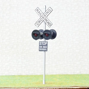 1 x O Scale railroad crossing signals LED made 4 target faces silver  - Picture 1 of 4