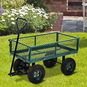 Garden Carts Yard Wagons Heavy Duty Utility Outdoor Steel Beach Lawn Yard Buggy - Picture 1 of 9