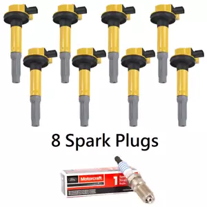 8X Ignition Coil & 8X Motorcraft Platinum Spark Plug for 11-16 Ford F150 5.0L - Picture 1 of 3