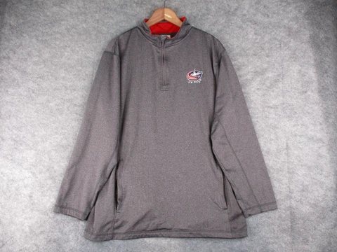 Columbus Blue Jackets Sweatshirt Mens Medium Gray Pullover 1/4 Zip Sweater NHL Cover