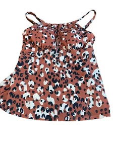 Kona Sol Damen Animal Print Tankini Oberteil in Schwarz Braun Gr. Small Wattiert Neu - Bild 1 von 9
