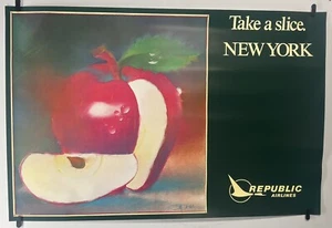 Original Vintage Reise Poster Republic Airlines New York Scott Baker 1980 - Bild 1 von 7