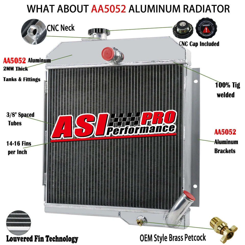 Radiador de alumínio 4 fileiras ajuste 1965-1971 1967 Jeep CJ5 CJ6 DJ5 DJ6 Buick 225 V6 perfeito estado - Imagem 1 de 4