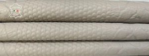 BEIGE TEXTURED BACKED WITH WOOL FABRIC Thick Lambskin leather 6sqf 2.2mm #B7421 - Picture 1 of 7